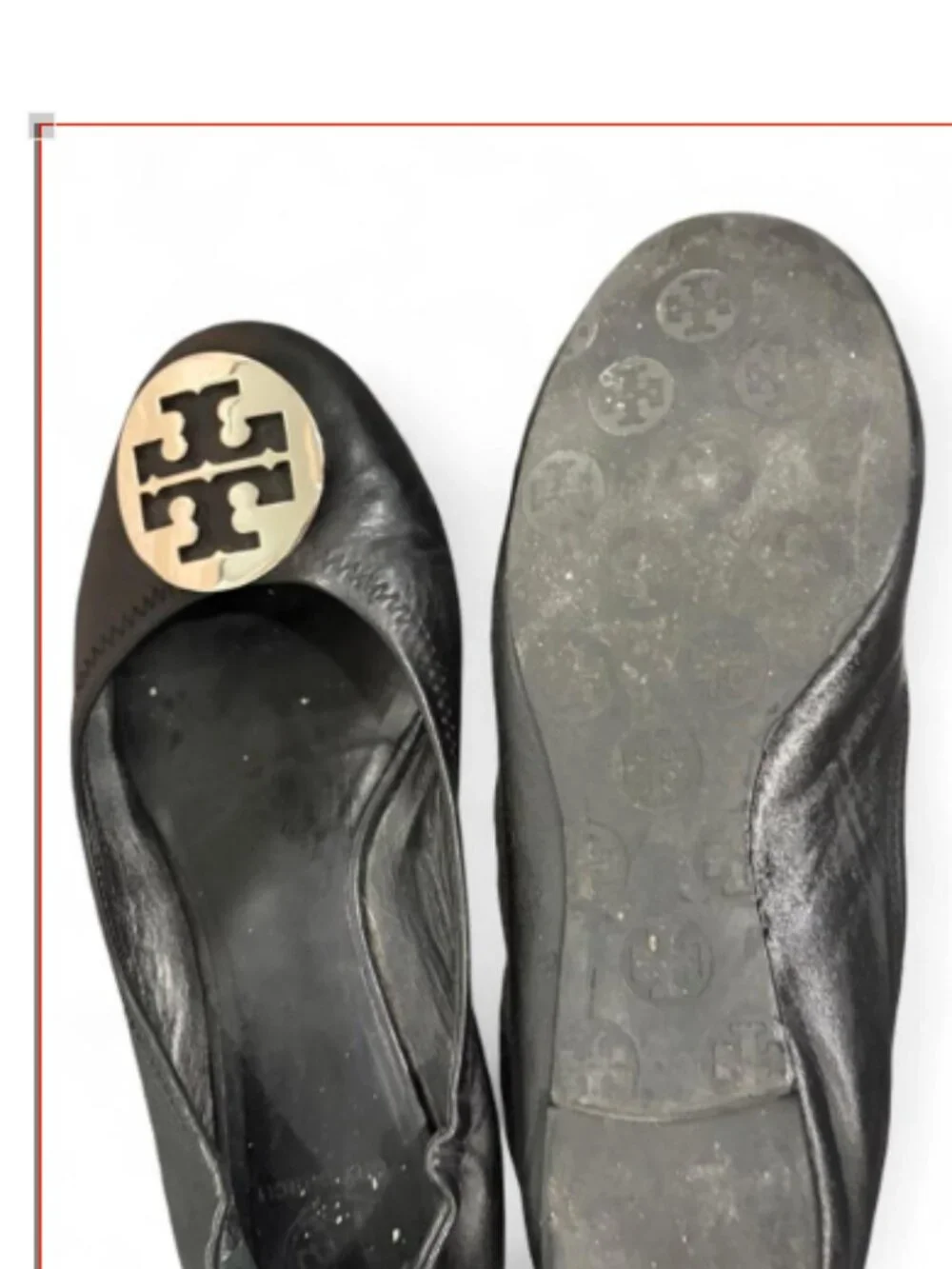 Tory Burch Women's Black leather Ballet flats shoes size 8.5